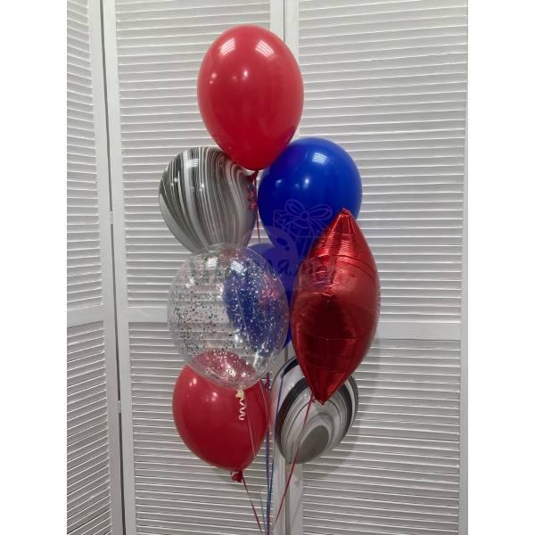 Фонтан из воздушных шаров "Яркий взрыв", наполнены гелием