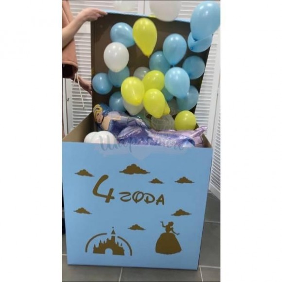 Коробка с шарами-малышами "Золушка", наполнены гелием