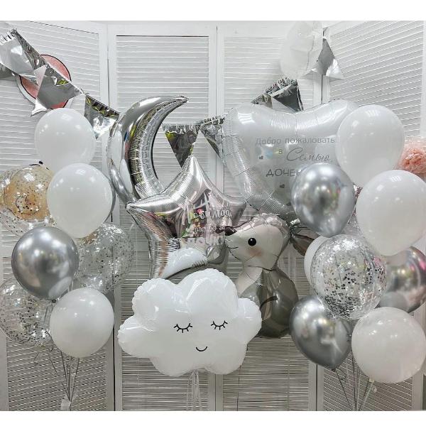 Композиция из шаров "Белоснежная выписка"