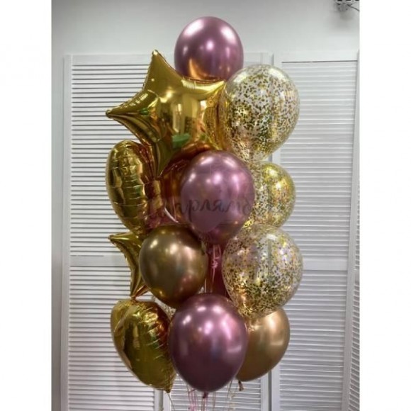 Фонтан из воздушных шаров "Розовый шик", наполнены гелием