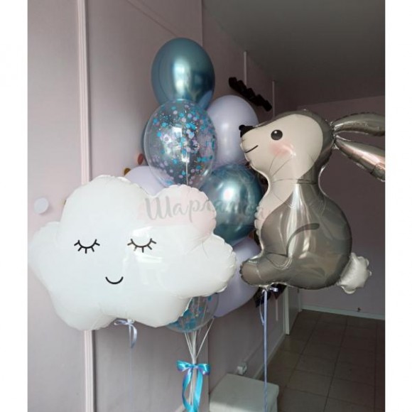 Композиция из шаров "Малыш дома облако", наполнены гелием