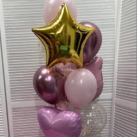 Фонтан из воздушных шаров "Кошечка Принцесса", наполнены гелием