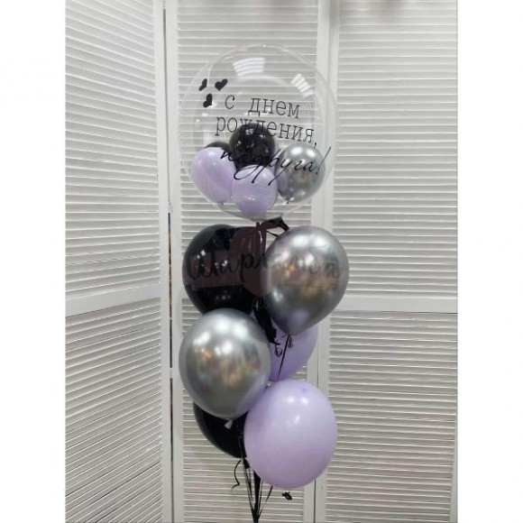Фонтан из воздушных шаров "Черника", наполнены гелием