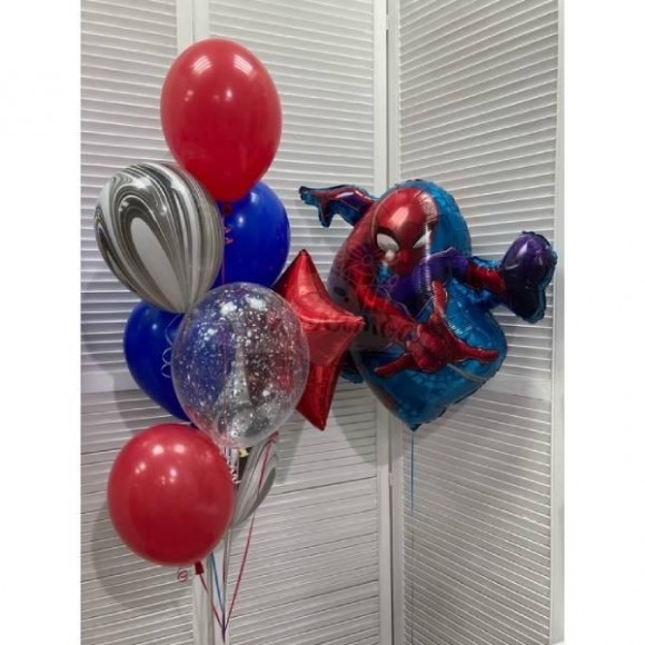 Композиция из шаров "Человек паук", наполнены гелием