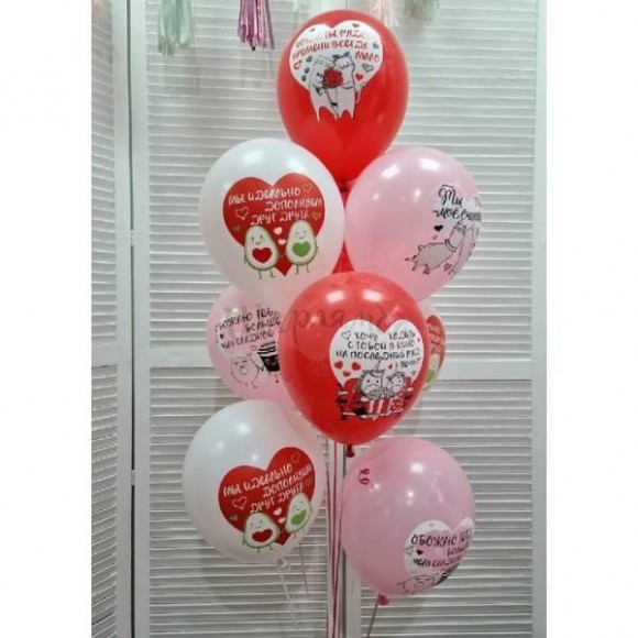 Фонтан из воздушных шаров "Счастье быть вместе", наполнены гелием