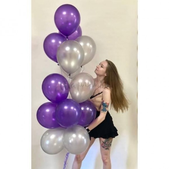 Акция "Фиолетовый БУМ" 15 шаров, наполнены гелием