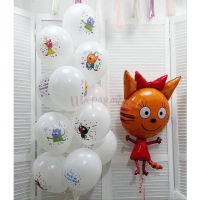 Композиция из шаров "Три кота Карамелька", наполнены гелием