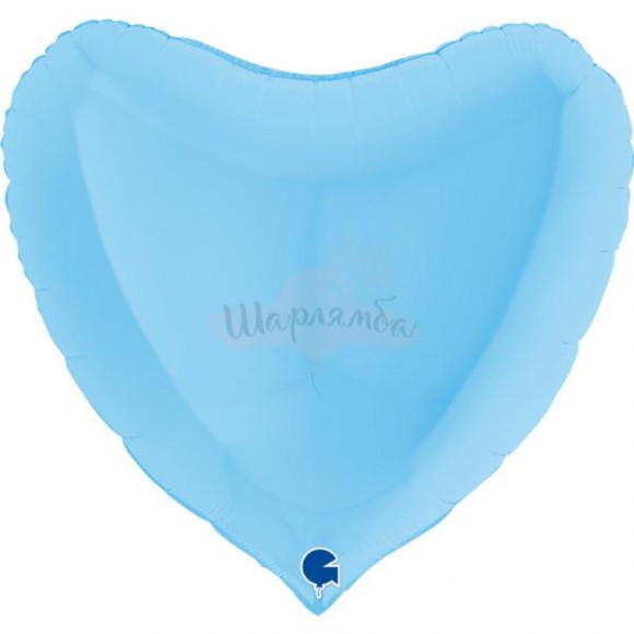 Фольгированный шар сердце голубой 91см, наполнен гелием