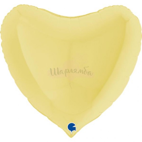 Фольгированный шар сердце макарунс жёлтый 91см, наполнен гелием