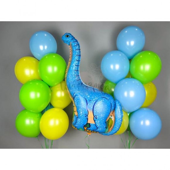 Композиция из шаров "Синий динозавр", наполнены гелием