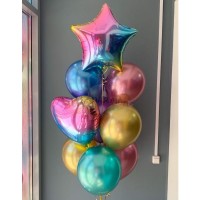 Фонтан из воздушных шаров "Радуга хром", наполнены гелием