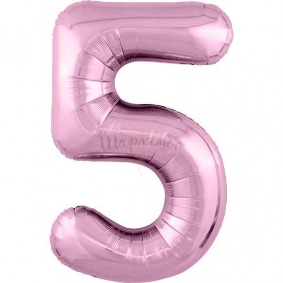 Шар Цифра 5 Slim Фламинго, наполнен гелием