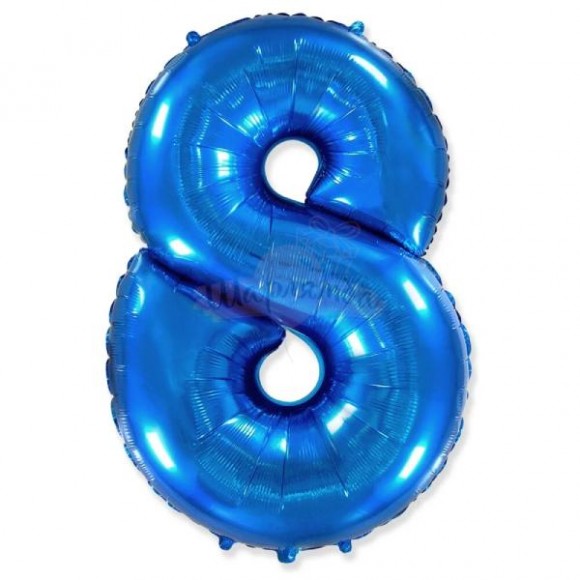 Шар Цифра 8 Синий, наполнен гелием