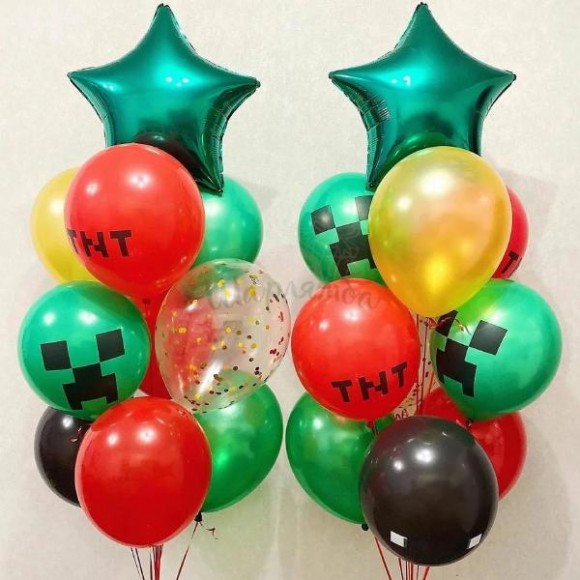 Композиция из шаров "Игра Майнкрафт", наполнены гелием