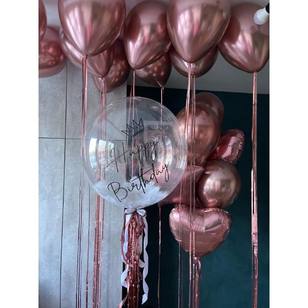 Композиция из шаров "Розовый хром", наполнены гелием