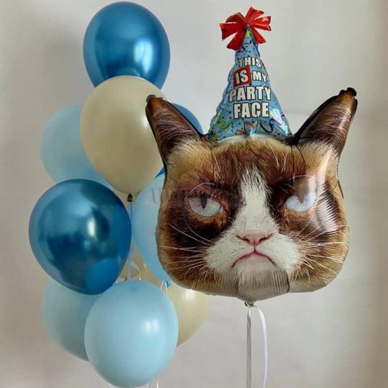 Композиция из шаров "Grumpy cat", наполнены гелием