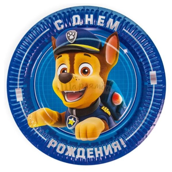 Тарелки Щенячий патруль 23см 6шт синие