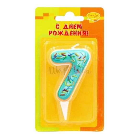 Свеча-цифра для торта  Пончик "7" 6см
