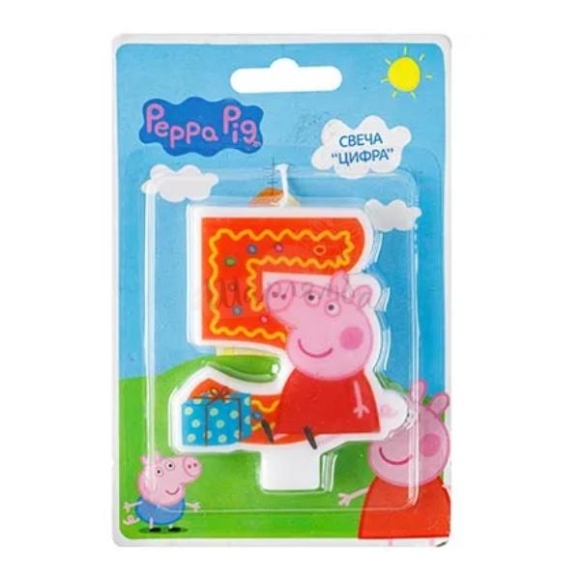 Свеча в торт "5" Peppa Pig