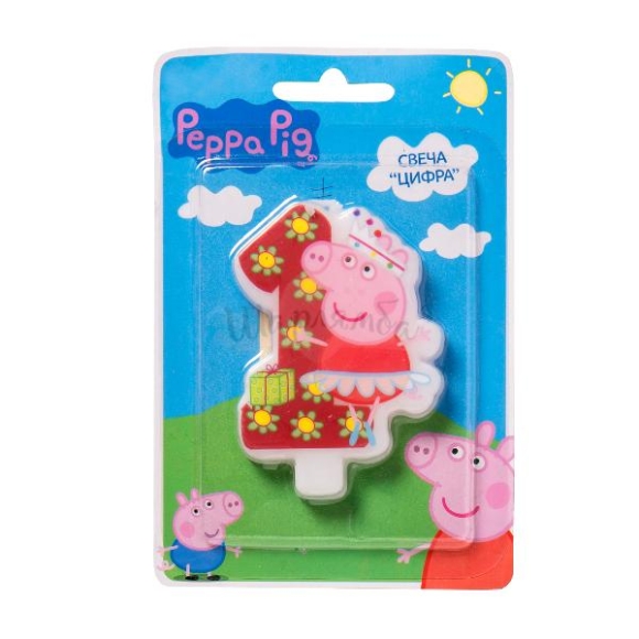 Свеча в торт "1" Peppa Pig