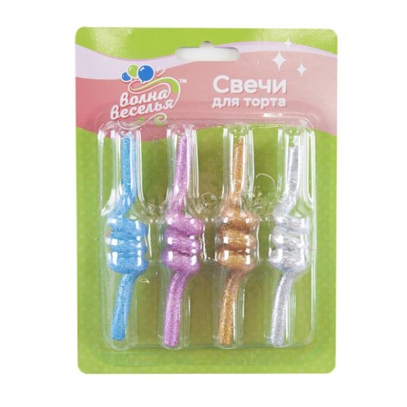 Свечи в торт Спирали 4шт 9см