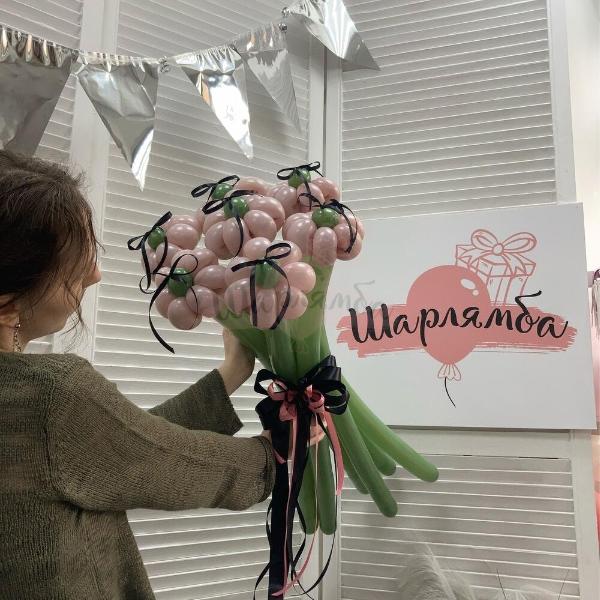 Букет из шаров "Пудровые ромашки" 7шт