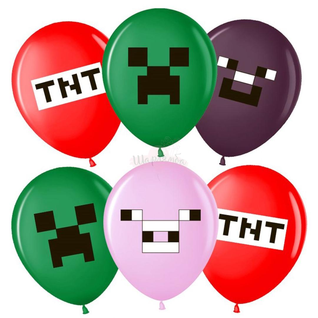 Шары латексные "Пискели" с гелием и обработкой